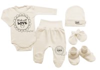 Baby Nellys Soupravička do porodnice 5D Made with love, béžová, cappuccino, vel. 62