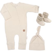 Baby Nellys Rostoucí žebrovaná 3D sada Nature - sv. béžová, vel. 86/92