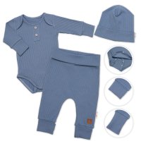 Baby Nellys Žebrovaná rostoucí souprava 3D, Baby Boy - jeans