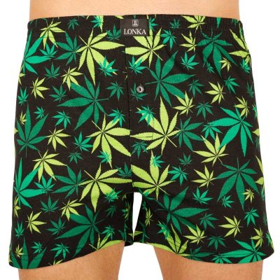 LONKA Pánské trenky černé (Karlos - tráva) L