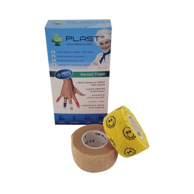 OK-plast Rychloobvaz Bandáž Finger 2,5 cm x 4,5 m 2 ks tělová a žlutá