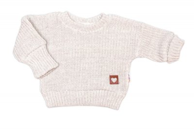 Baby Nellys Rostoucí oversize pletený svetřík pro miminko, sv. béžový, vel. 80/86 vel.  80/86
