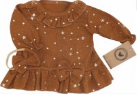 Z&Z Mušelínové šatičky s hvězdičkami + čelenka, skořicová vel.  80