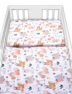 Baby Nellys 2-dílné bavlněné povlečení - Pohádková zvířátka - bílá vel.  135x100 cm