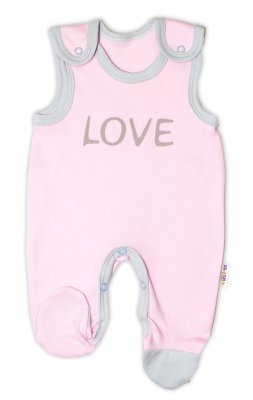 Baby Nellys Kojenecké bavlněné dupačky  Love - růžové vel.  56