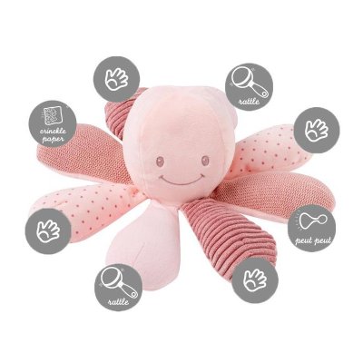 Nattou Hračka chobotnička edukační 8 aktivit Lapidou pink