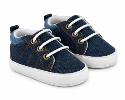 Baby Nellys Kojenecké capáčky/botičky, plátěné, jeans, Boy,  vel. 6/12 m