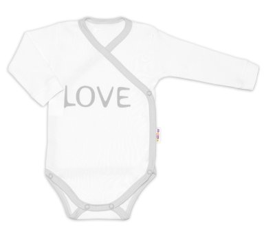 Baby Nellys Body dlouhý rukáv Love - zapínání bokem, bílé