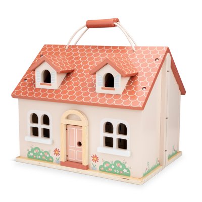 New Classic Toys Rozkládací dřevěný dům pro panenky s nábytkem