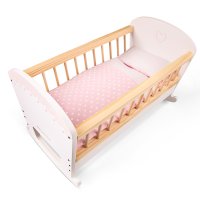 New Classic Toys Dřevěná kolébka pro panenky s matrací, peřinkou a polštářkem