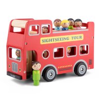 New Classic Toys Červený městský autobus + 9 figurek cestujících