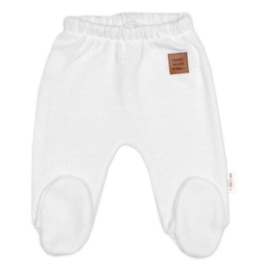 Baby Nellys Pletené kojenecké polodupačky Hand Made, bílé, vel. 68