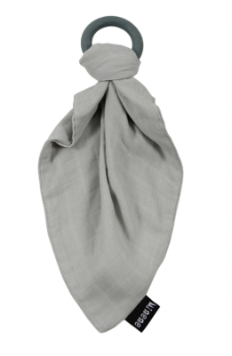 Minene Minene Silikonové kousátko s mušelinovým přítulníčkem - šedé