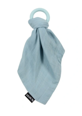 Minene Silikonové kousátko s mušelinovým přítulníčkem - modré, Minene