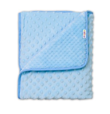 Baby Nellys Dětská luxusní oboustranná deka s minky 80x90 cm, modrá