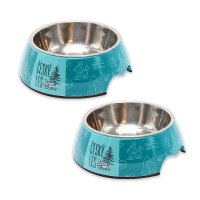 Akinu ČESKÝ LES Melaminová miska s nerez vložkou nebeská modrá S 2 x 400 ml