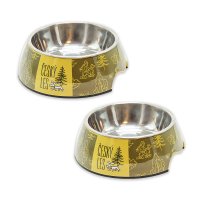 Akinu ČESKÝ LES Melaminová miska s nerez vložkou lesní zelená M 2 x 800 ml