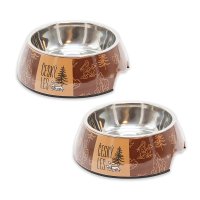 Akinu ČESKÝ LES Melaminová miska s nerez vložkou hříbková hnědá M 2 x 800 ml