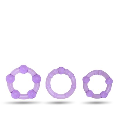 Man Dreams Sada Erekčních kroužků  - Omega 3ks purple