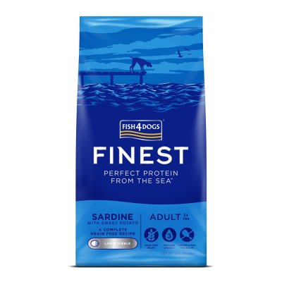 Fish4Dogs Granule velké pro dospělé psy Finest sardinka se sladkými bramborami 12kg,1+