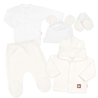 Baby Nellys Pletená sada oblečení pro miminko, Star 5D - bílá vel.  74