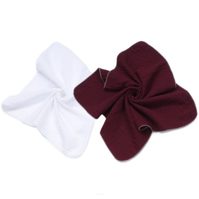 Mamo Tato Mušelínové plenky Lux, 2D sada 60x60 cm, bílá/bordó