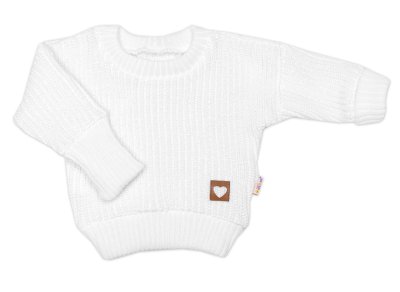 Baby Nellys Rostoucí oversize pletený svetřík pro miminko, bílé