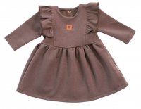 Baby Nellys Dětské teplákové šaty, tunika Vintage Love - čokoláda, vel. 62