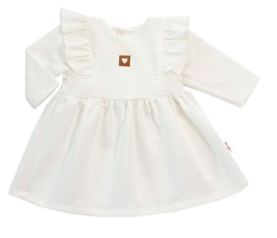 Baby Nellys Dětské teplákové šaty, tunika Vintage Love - krémové