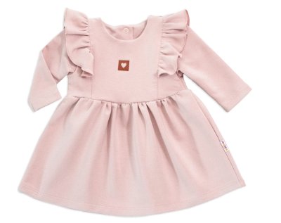 Baby Nellys Dětské teplákové šaty, tunika Vintage Love - starorůžové. vel. 86