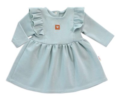 Baby Nellys Dětské teplákové šaty, tunika Vintage Love - mátové, vel. 62