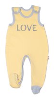 Baby Nellys Kojenecké bavlněné dupačky  Love - žluté vel.  56