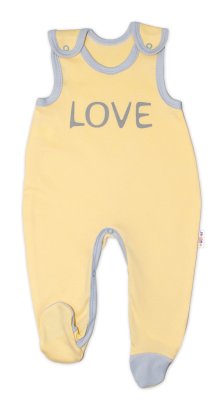 Baby Nellys Kojenecké bavlněné dupačky  Love - žluté vel.  56