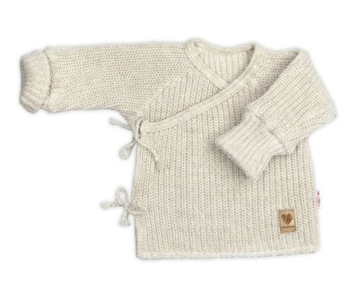 Baby Nellys Kojenecký svetřík, rostoucí, na zavazování na boku - sv. béžová, písková, 62/68