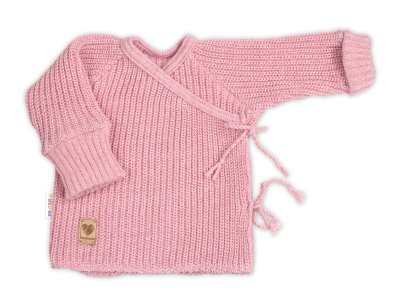 Baby Nellys Kojenecký svetřík, rostoucí, na zavazování na boku - růžový, 62/68