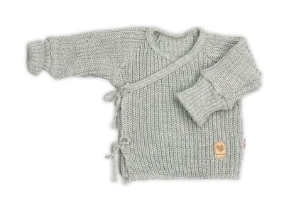 Baby Nellys Kojenecký svetřík, rostoucí, na zavazování na boku - šedý, 62/68