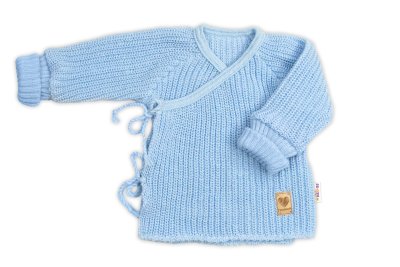 Baby Nellys Kojenecký svetřík, rostoucí, na zavazování na boku - modrá, vel.  62/68