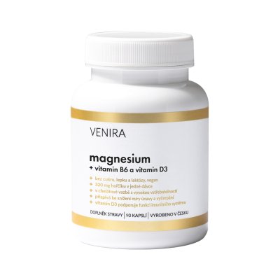 Venira Magnesium + vitamin B6 a vitamin D3 90 kapslí