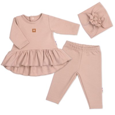 Baby Nellys Luxusní bavlněná sada, 3D, NATURE - pudrově růžová, vel. 80