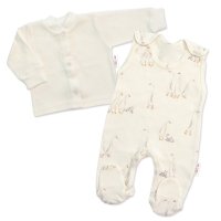 Baby Nellys Kojenecké dupačky s košilkou, bavlna, Husičky, smetanové