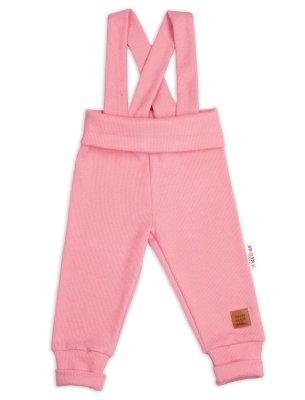 Baby Nellys Rostoucí legíny se šlemi, žebrované s širokým pásem  - meruňkové, 92/98