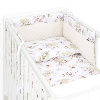 Mamo Tato Mantinel s povlečením do postýlky, 3D sada Velvet, Vážka, ecru/bílá, 135x100 cm