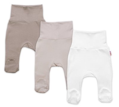 Baby Nellys Rostoucí výhodná sada, 3x polodupačky - béžová/taupe/bílá, vel. 62/68