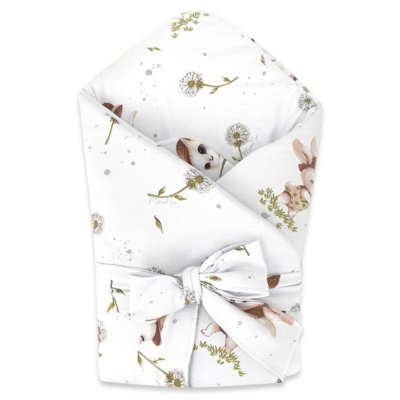 Miminu Zavinovačka na zavazování, LUX SOFT, bavlna, Kocourek a pampeliška - bílá