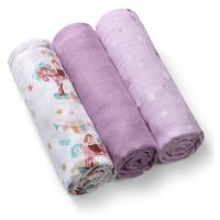 Babyono Bambusové dětské plenky 3 ks, Houpací koník - fialové