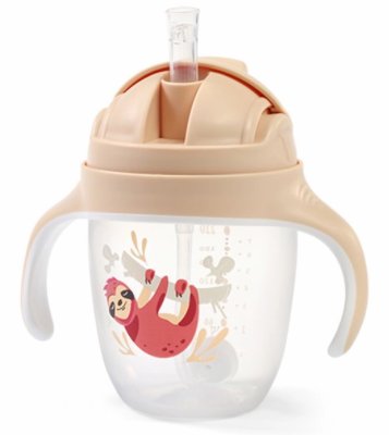 Babyono Nekapající hrneček se zatíženým brčkem , 240 ml, béžový