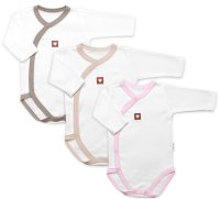 Baby Nellys Rostoucí výhodná sada, 3x Body zap. bokem,růžová/béžová/taupe, vel. 62/68