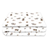 Miminu Povlečení do postýlky, bavlna, 2D sada, Méďa pilot - bílá, béžová