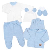 Baby Nellys Pletená sada oblečení pro miminko, Star 5D - modrá
