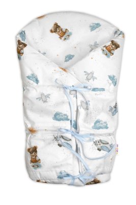 Baby Nellys Klasická retro zavinovačka LALLY šněrovací s výplní, Méďa pilot - modrý